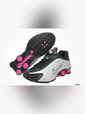 Nike Wmns Shox R4 Black Metallic Silver Pinksicle Women Casual Shoes SAR3565-012